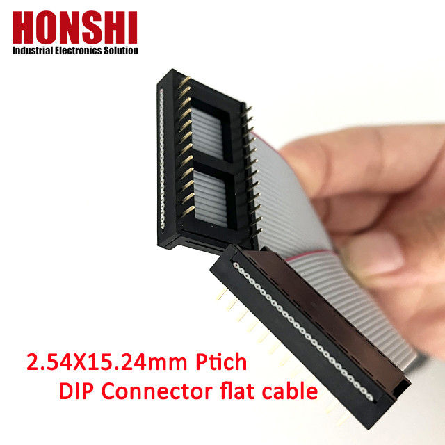 IDC เครื่องเชื่อมชาย 6 8 10 12 14 16 18 26 40 Pin 2.54mm Pitch Dip Flat Ribbon Cable
