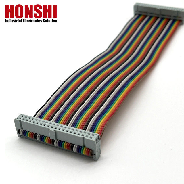 2.54mm IDC ไปยัง IDC สายไฟฟ้าแบน 40 ปิน สายเทปหลายสีสําหรับรถยนต์