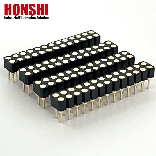 2.54 มม PCB สองแถว H3.0 มม 7.4 มม สายตรงทองแดง เครื่องหมุนสอดหัวหญิง