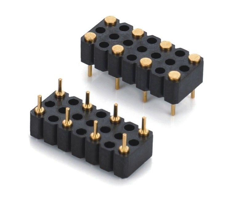 5.08 มิลลิเมตร Pitch Pogo Pin Connector Dip Type หญิง 8 Pin 4.0 มิลลิเมตร