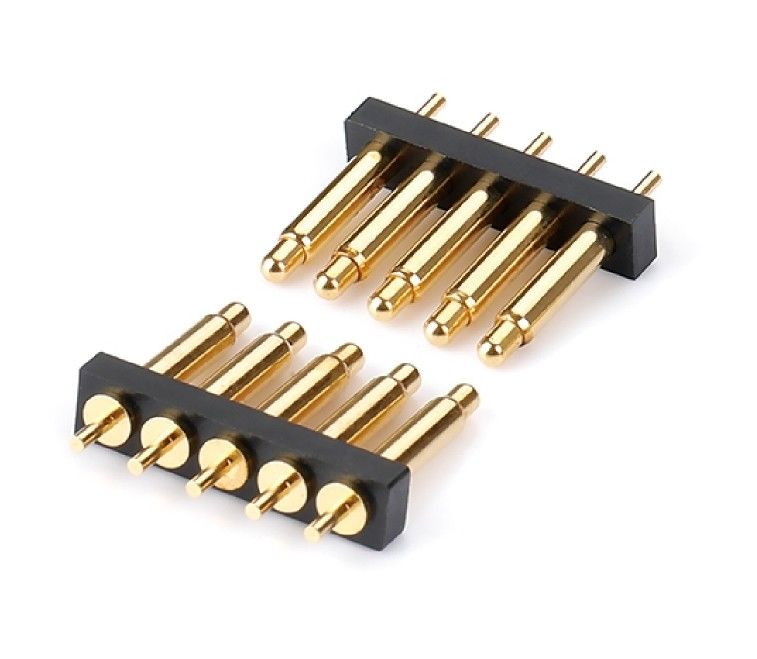 2.54mm Pitch Male 5 Pin PCB Connector สปริงโหลด Pogo Pin Connector ประเภท Dip