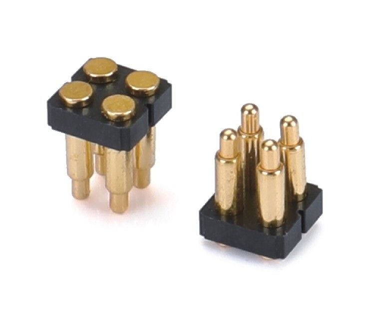 2.5mm 4 Pin Pogo Connector H3.5mm SMT ประเภททองคํา Plated ทองแดง Pogo Connector