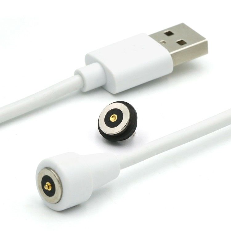 2 ปิน มักเนติก Pogo Pin Connector Cable To Usb ประเภท A M สีขาว