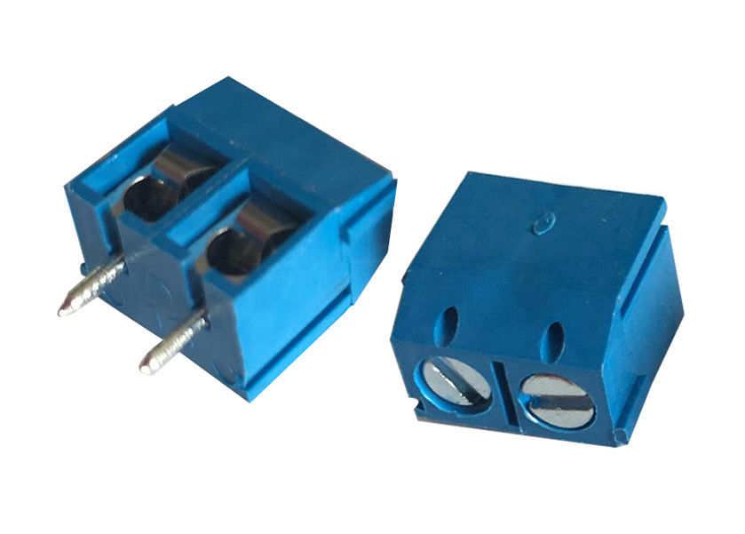 5.00mm Pitch 02p ผู้หญิงตรง PCB Connector สีฟ้า Terminal Block Connector