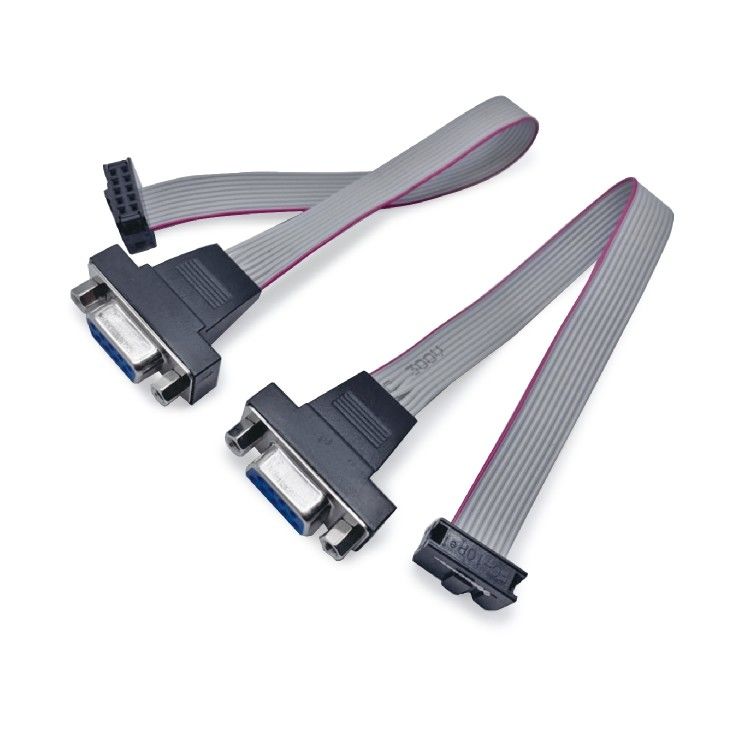 D-sub DB9 ถึง FC-10p 2.54 มิลลิเมตร สายคลุมแผ่นชาย หญิง ถึง 10 สายเชื่อม IDC 26 ปิน