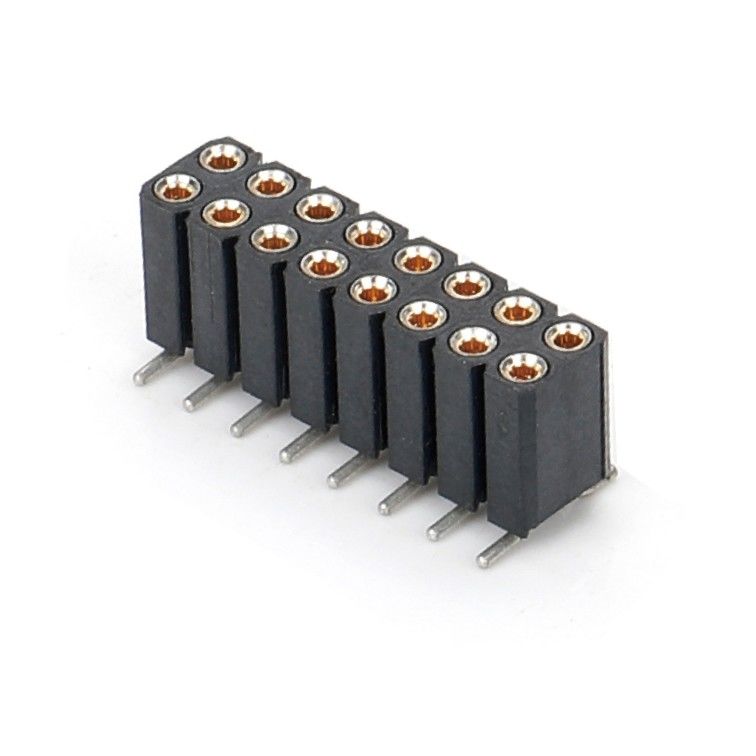 2.54mm Double Row H7.0mm SMT PCB ทองแดง เครื่องแปรรูปกลม สายต่อหัวสตรี PA6T สีดํา