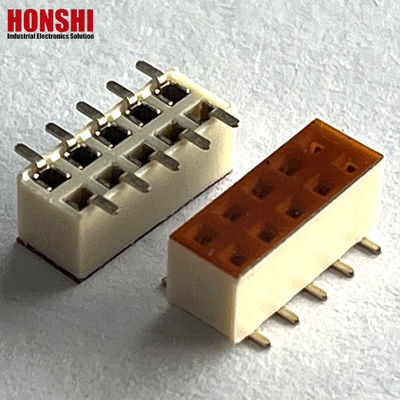 เครื่องเชื่อมหัวหน้าหญิง คอนเนคเตอร์แถวสอง ขาว 2.54mm H7.1 10p SMT ประเภท PA6T PCB Board