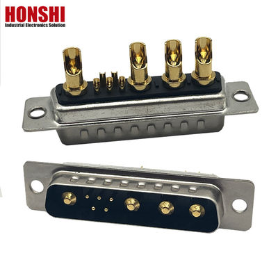 9w4 สายเชื่อมต่อสายเชื่อมต่อ D Sub Connector Gold Plated Male Mixed High Current 5+4 Core